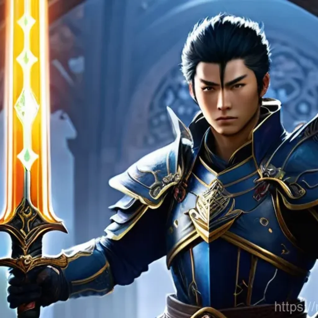 블레이드앤소울 아이템 드랍 위치 - **A male Lyn Swordsman in Mushin's Tower, wielding a glowing legendary weapon.** "A full-body sh...