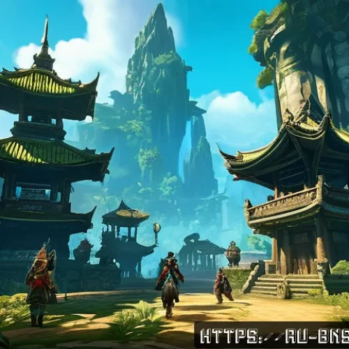 블레이드앤소울 시즌 별 보상 요약 - A vibrant and expansive fantasy game world scene showcasing newly added diverse locations in Blade a...
