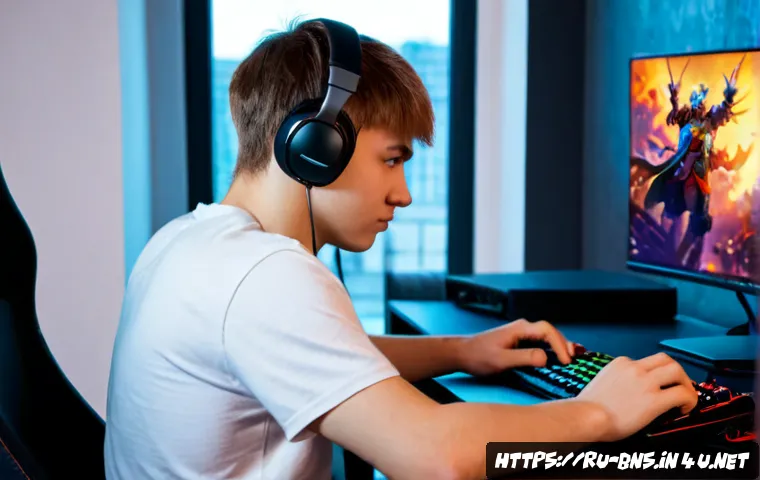 Home 17 블레이드앤소울 경쟁 모드 승률 높이기 - Photorealistic young Russian male esports player in a tidy Moscow apartment, seated at a gaming desk...
